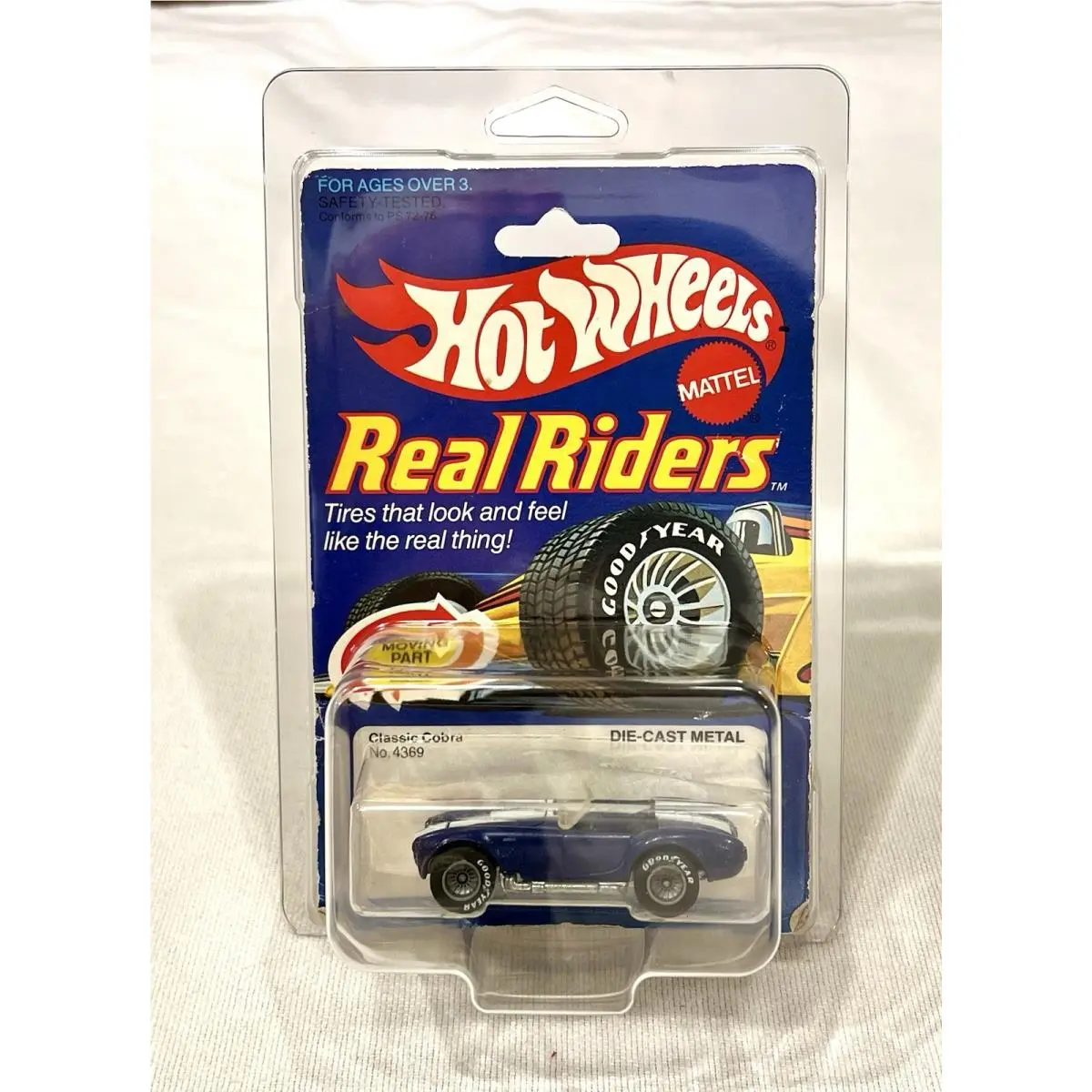 1980`s Hot Wheels Real Riders Classic Cobra Blue w/ Grey Hubs Moc