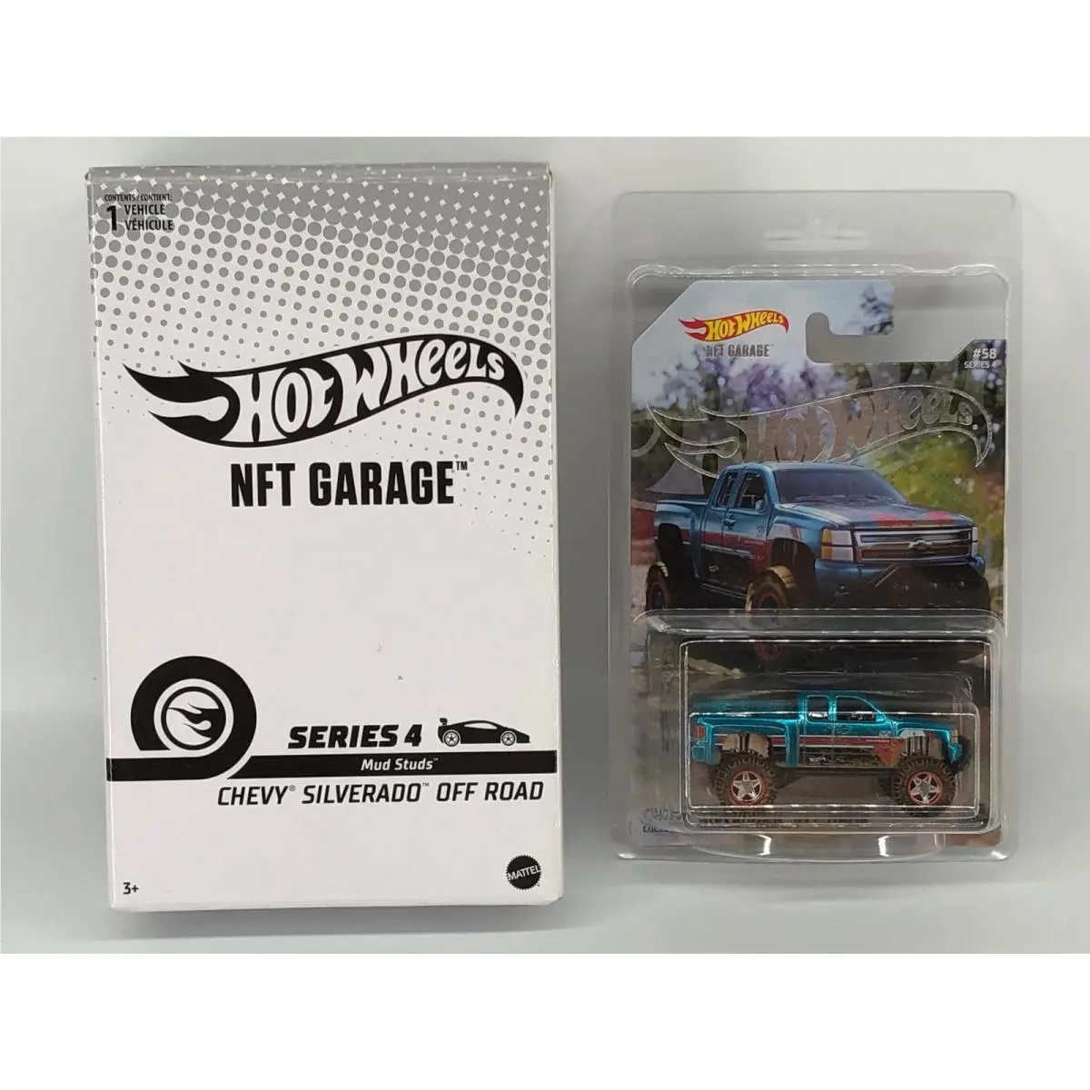 Hot Wheels Chevy Silverado Off Road Blue Nftg Garage Series 4 Mud Studs