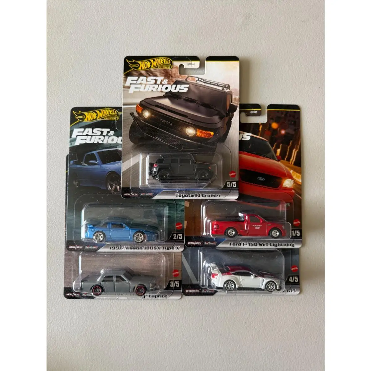 Hot Wheels Fast Furious Complete Set of 5 with 1996 Nissan 180SX Type X BB5