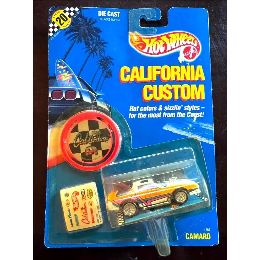 Vintage Nos 1989 Hot Wheels California Custom Blown Camaro 1289 W/chrome Hubs