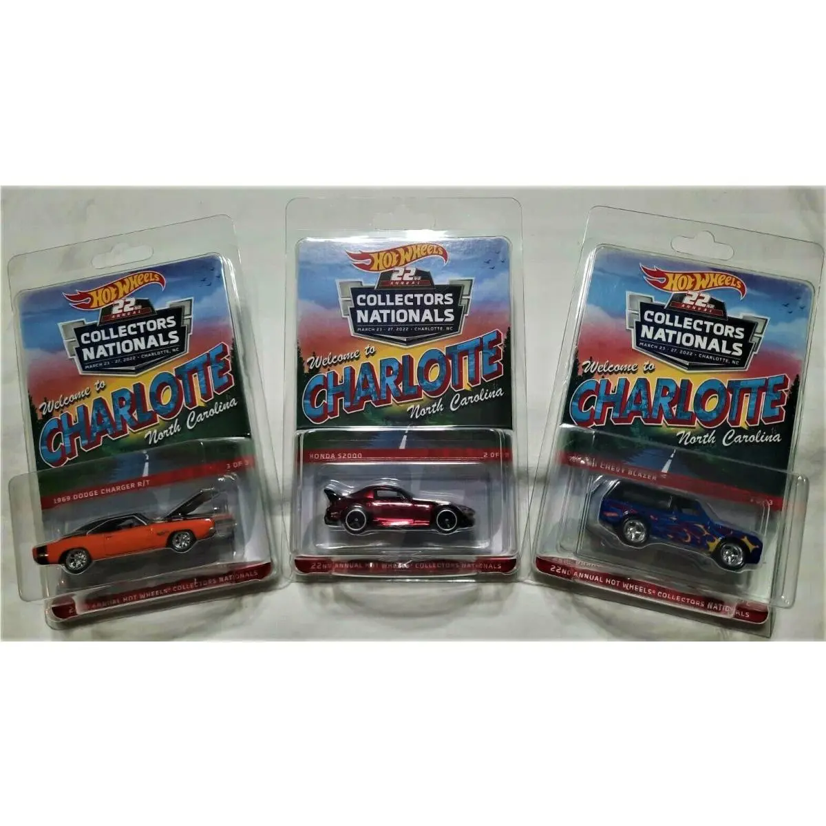 Hot Wheels 2022 Charlotte Nationals Set of Three 3 Blazer S2000 Charger Vhtf