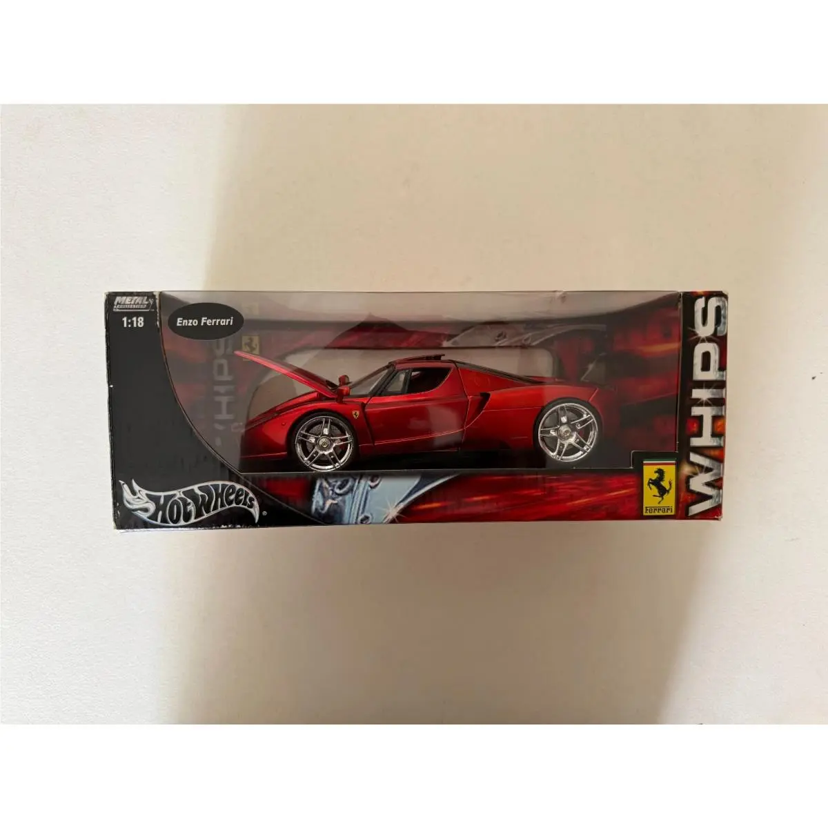 Hot Wheels Whips Ferrari Enzo Red Big Chrome Wheels Diecast 1:18 BC5