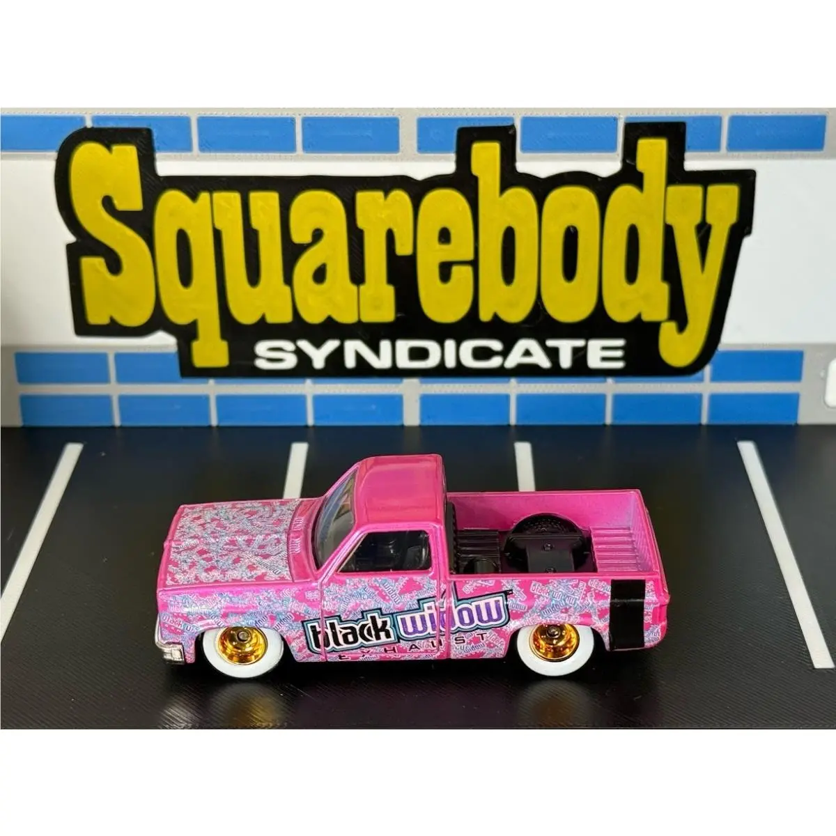 2026 Hot Wheels 83 Chevy Silverado Unspun Pink Black Widow w/ Nftg Wheels Vhtf