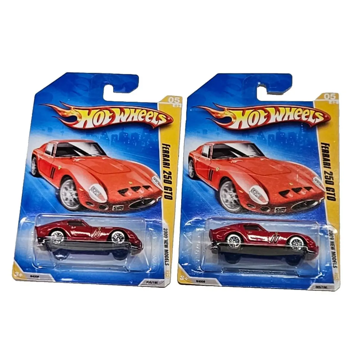 2 2009 Hot Wheels Red Ferrari 250 Gto 05/42 + Rare Black Side Grill Variant