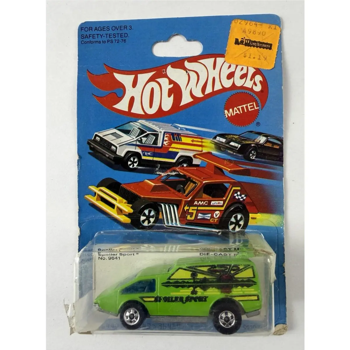 Vintage 1979 1980 Hot Wheels Spoiler Sport Lime Green 9641 Blister Cracked Read
