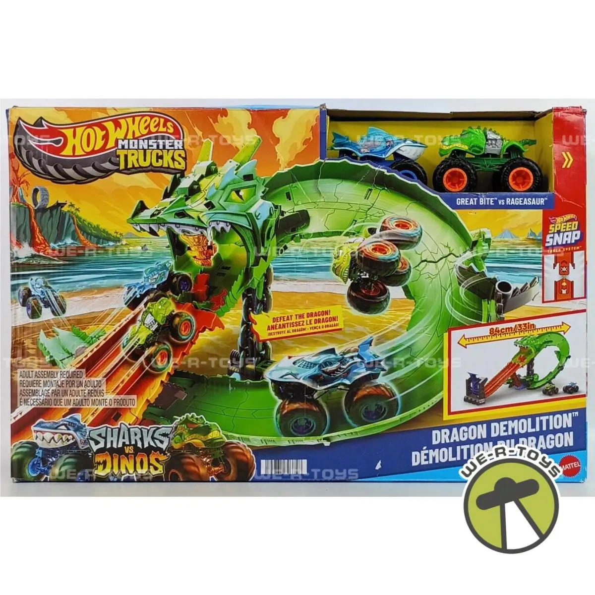 Hot Wheels Monster Trucks Sharks Vs Dinos Vehicles Playset 2025 Mattel JFR06