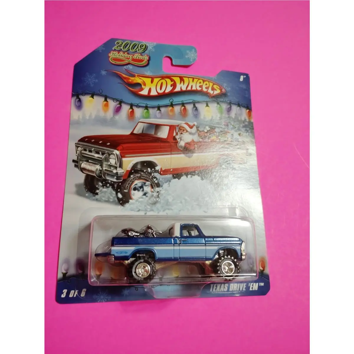 Hot Wheels 2009 Holiday Rods 3/6 Texas Drive `em Blue with Real Riders A52