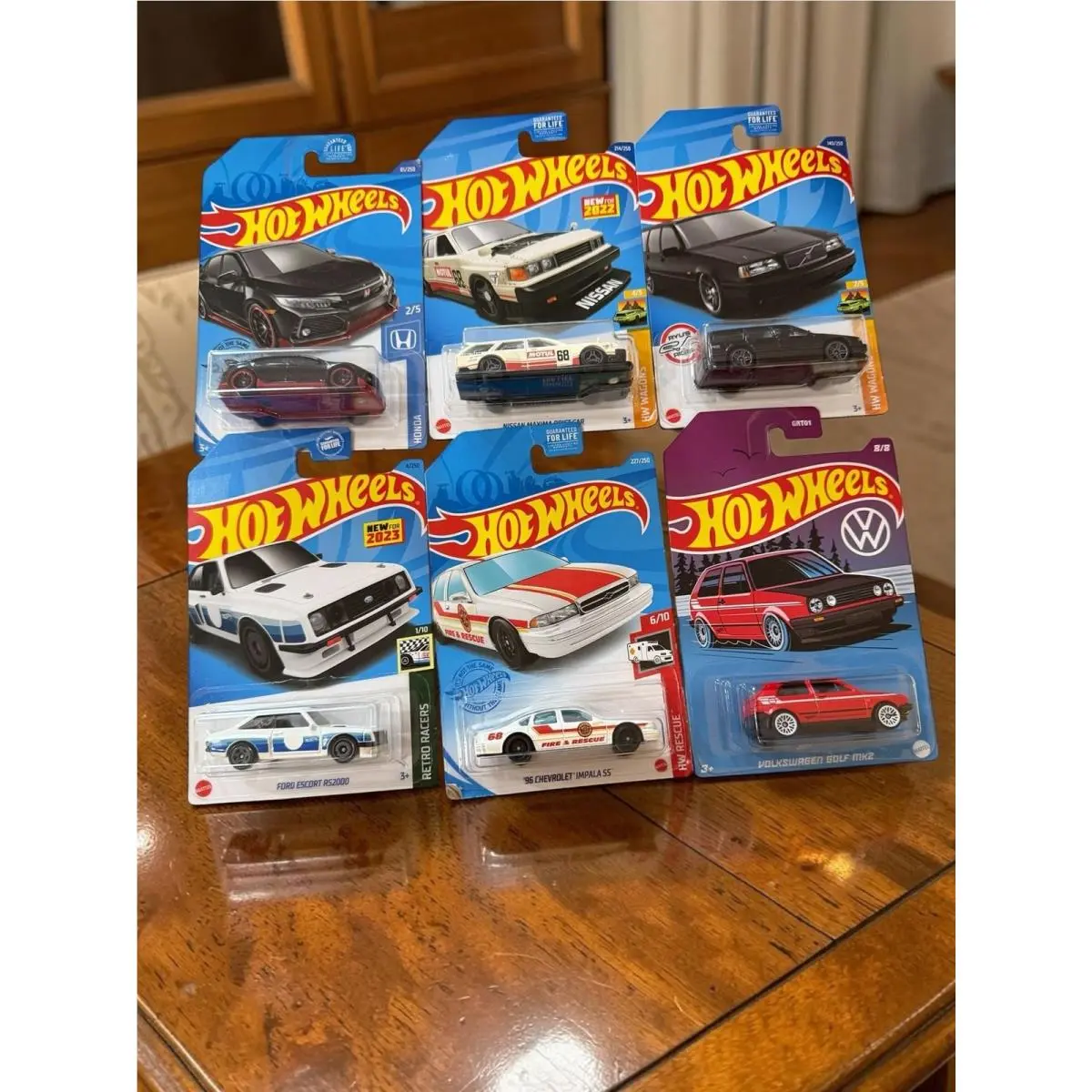 Hot Wheels 6-Piece Diecast Car Collection: Civic Type R Nissan Maxima Volvo 85