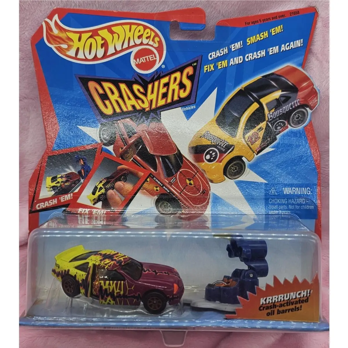 Hot Wheels Crashers Rash 1 1998 Mattel Vintage Purple Yellow Car C3