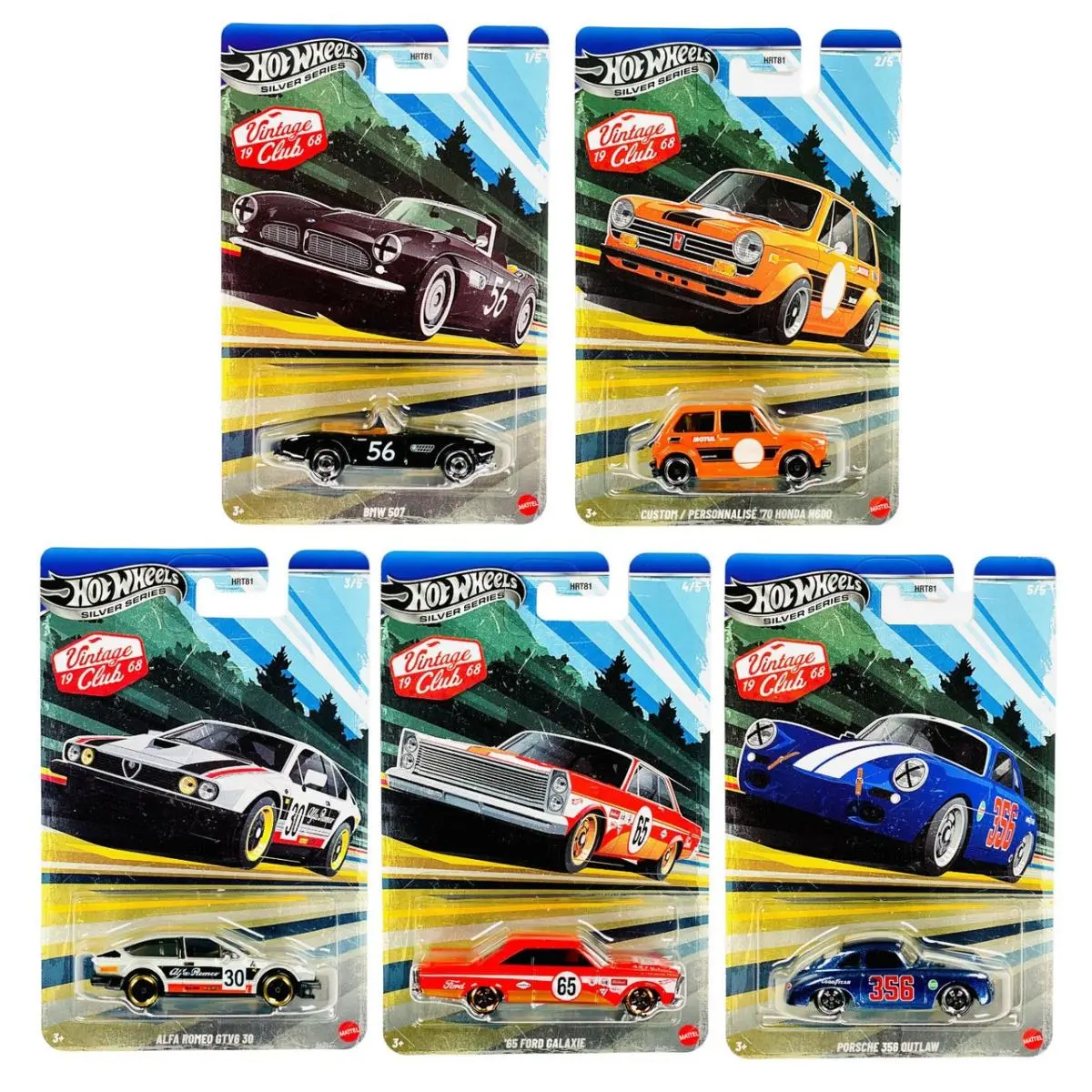 Hot Wheels Vintage Club `68 Silver Series Bundle of 5 HRT81-956J