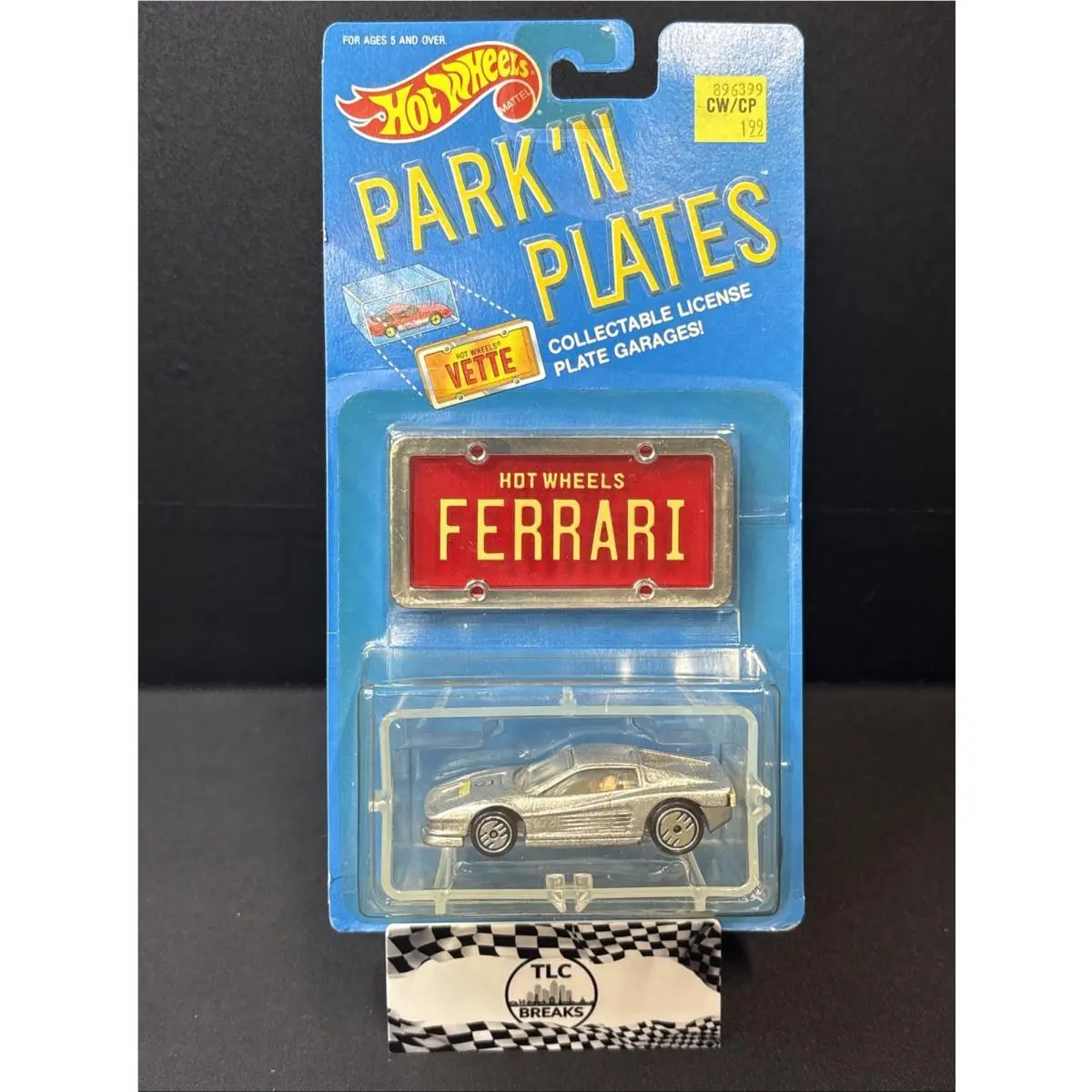 Hot Wheels 1988 Park `N Plates Ferrari Testarossa License Plate Garage