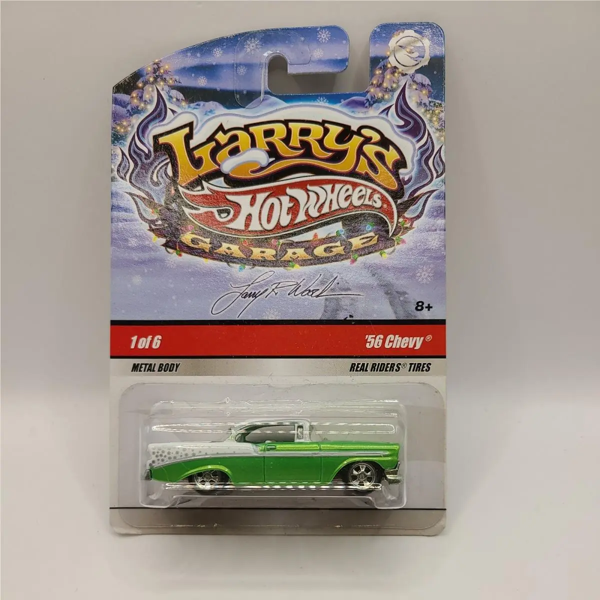 Hot Wheels Larry`s Garage Christmas `56 Chevy Green Happy Holidays