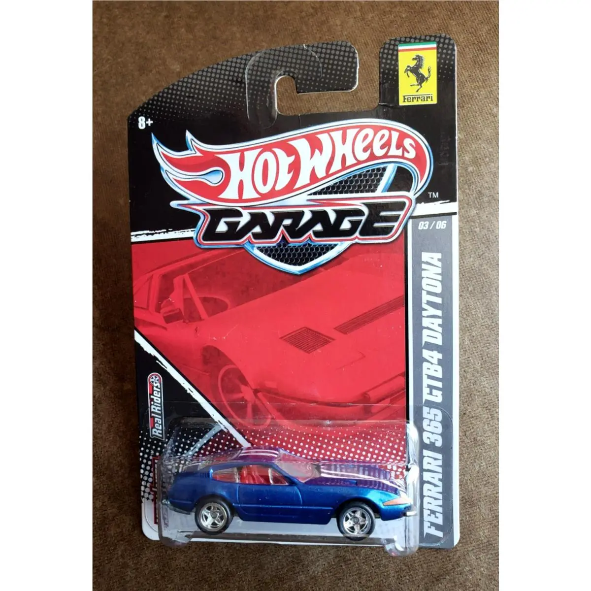 2011 Hot Wheels Garage Ferrari 365 GTB4 Daytona Metallic Blue Real Rider Exotic