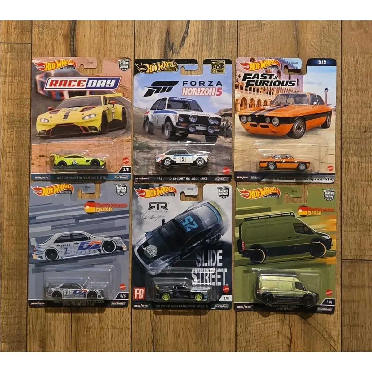 6 Hot Wheels Premium Porsche Ford Mustang Mercedes Aston Martin Alfa Romeo