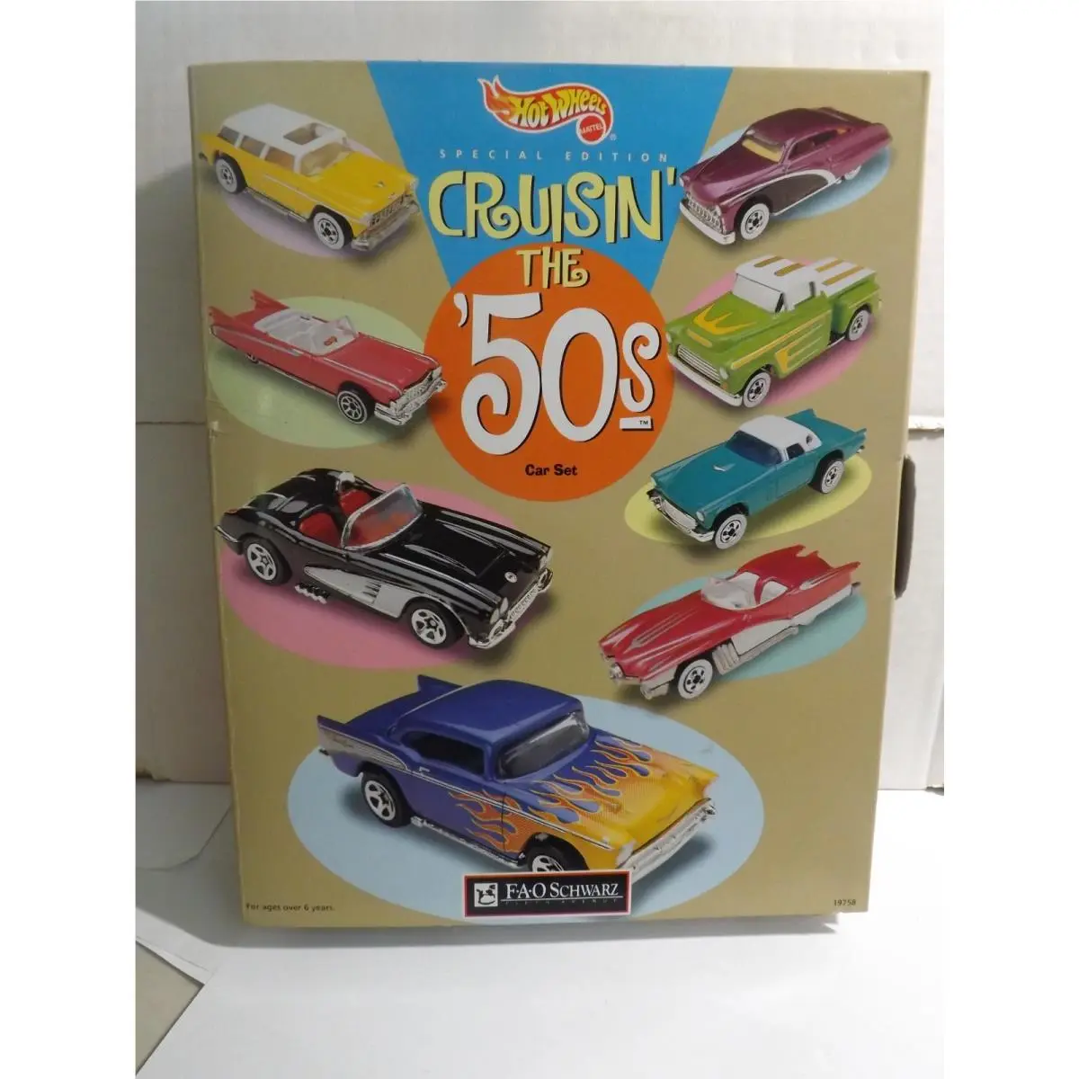 1998 Hotwheels Crusin` The `50s Fao Schwarz 8 Car Box Set `57 Chevy `55 Nomad