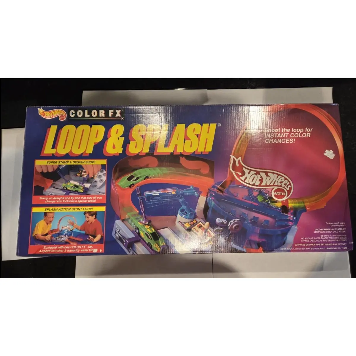Vintage 1994 Hot Wheels Color FX Loop Splash Track Play Set Box Nos