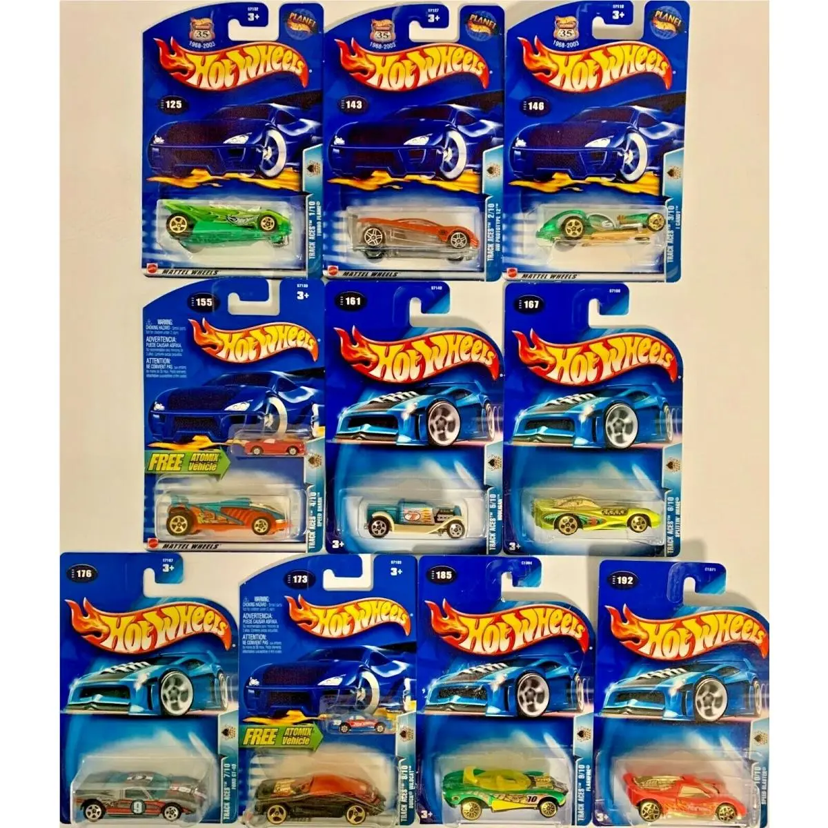 Hot Wheels 2003 Track Aces Series 57132 1:64 Scale Die-cast Set of 10