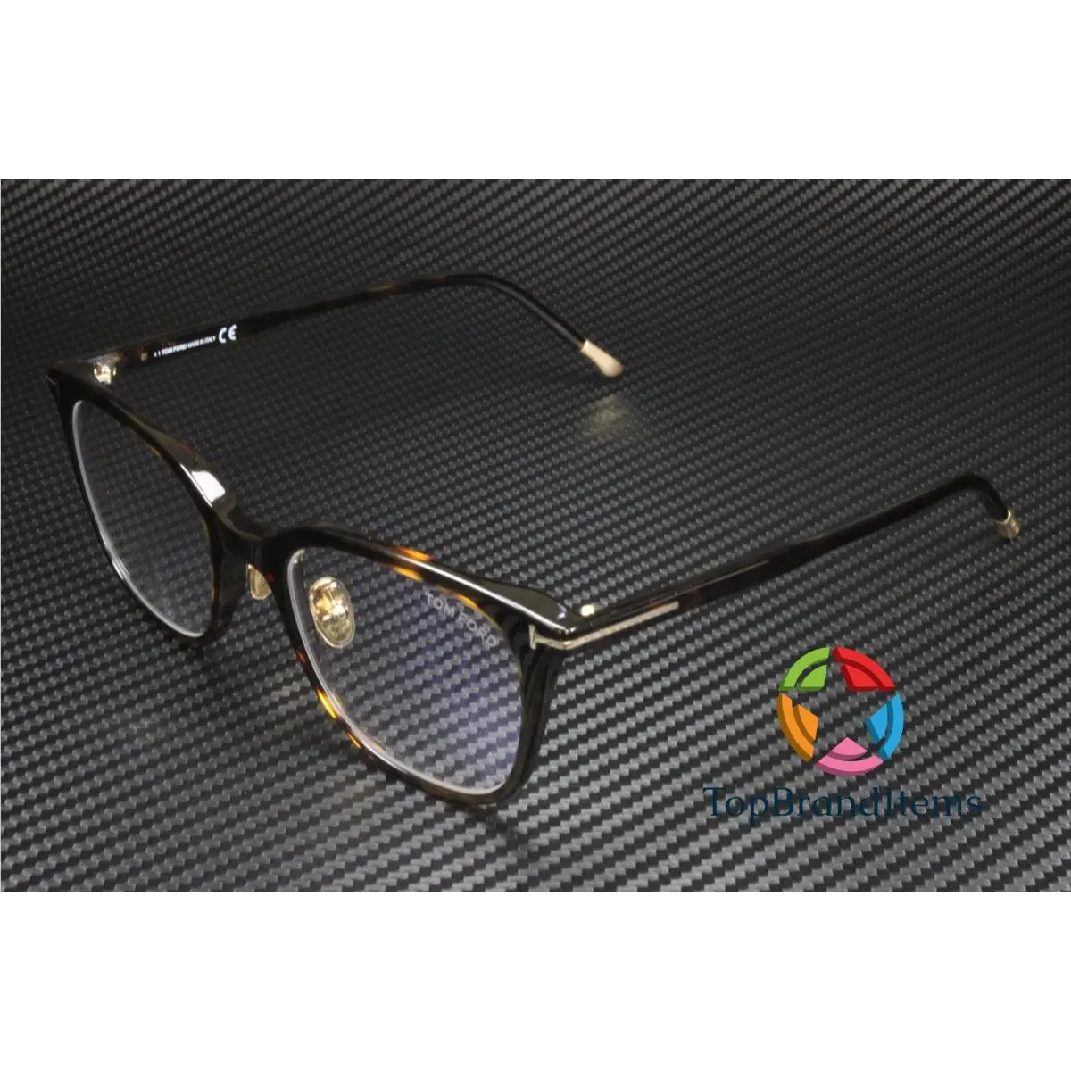 Tom Ford FT5776 D B 052 Shiny Black Demo Lens 53 mm Men`s Eyeglasses