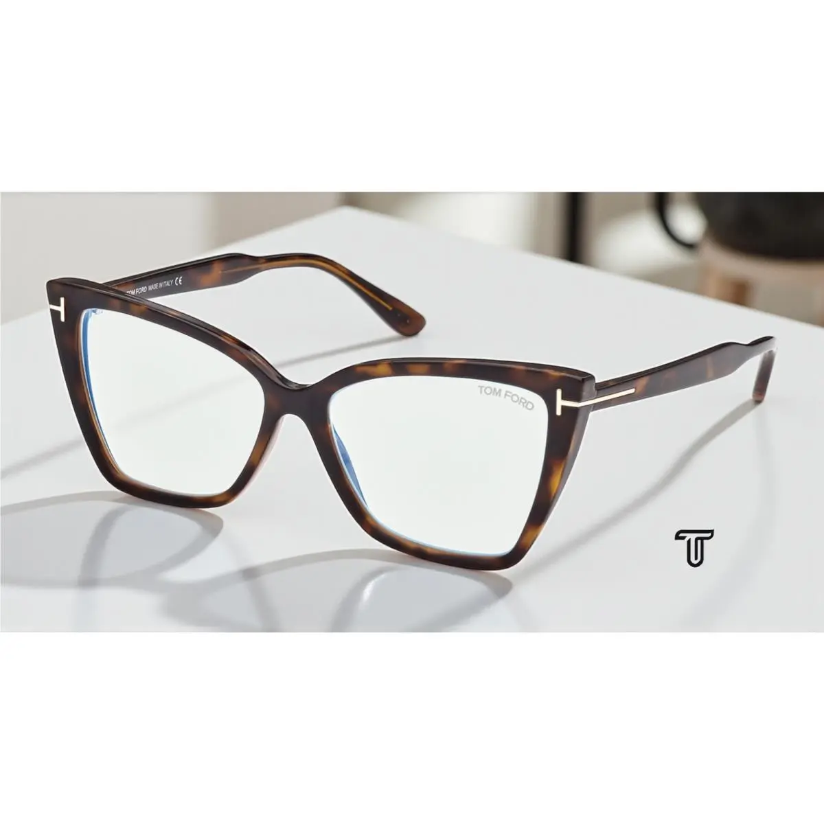 Tom Ford FT5844 B 052 Injected Dark Havana 55 mm Women`s Eyeglasses