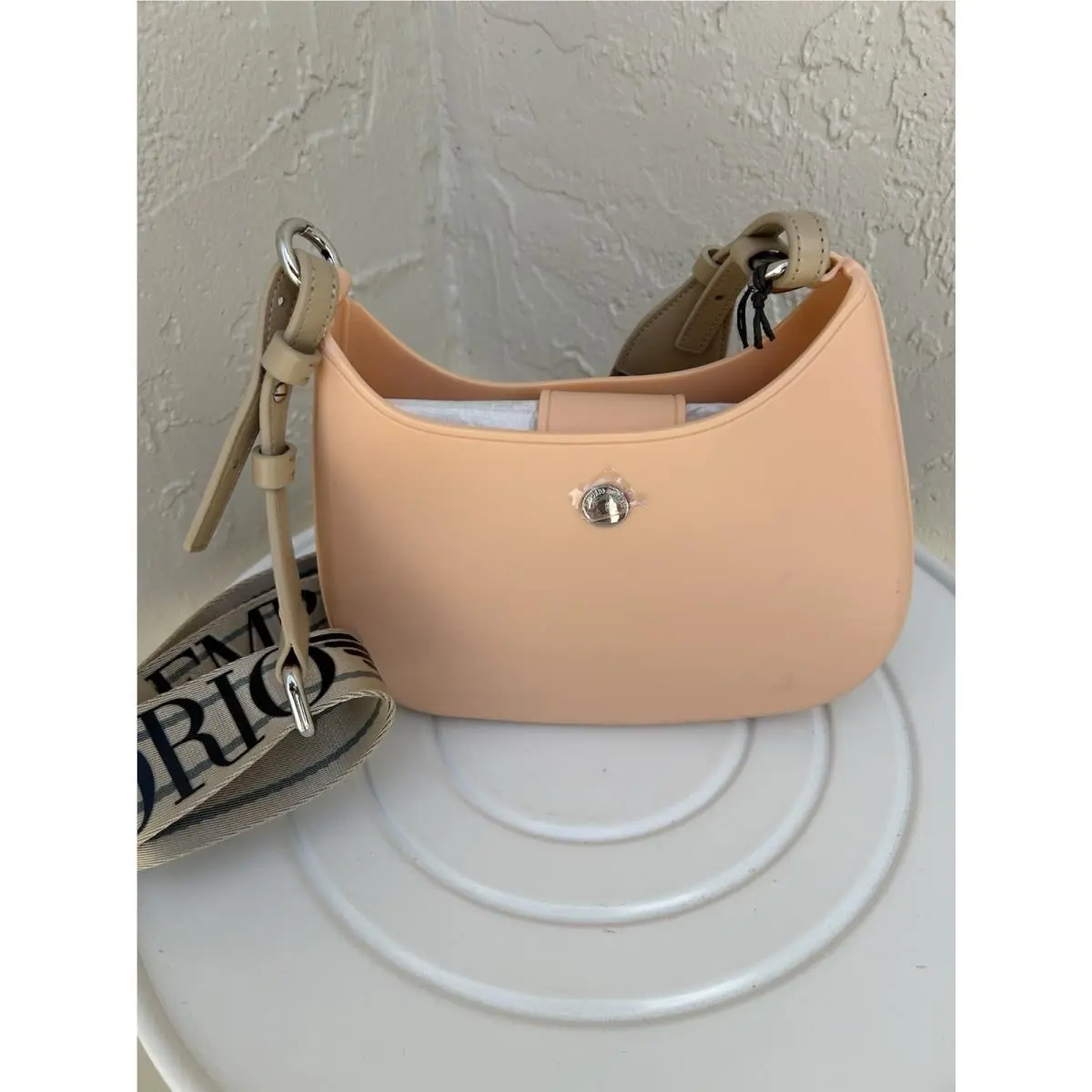 Emporio Armani Gummy Shoulder Bag in Peach Pink Pvc