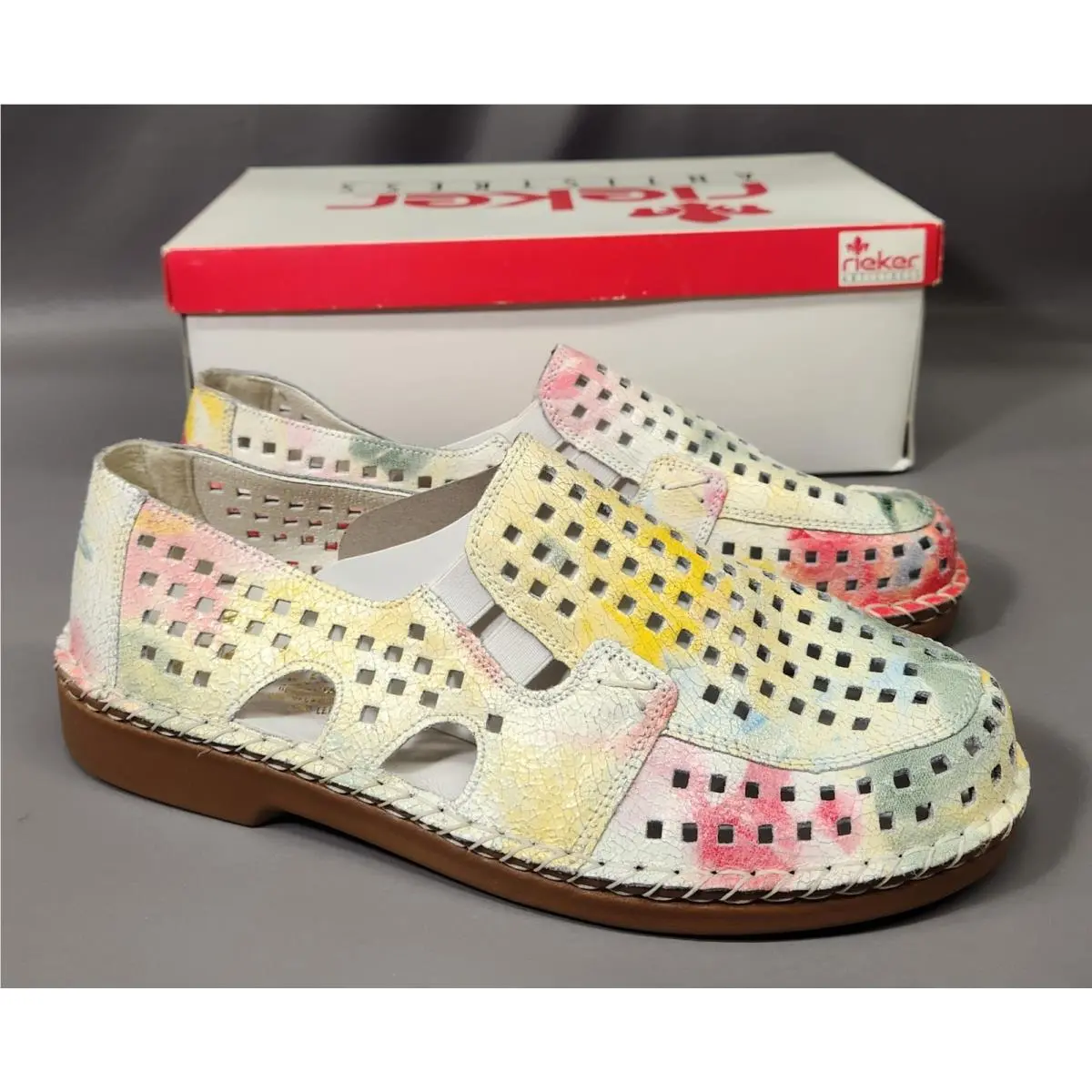 Rieker Antistress Susan Slip Shoe Fancy Floral Print 38/7.5