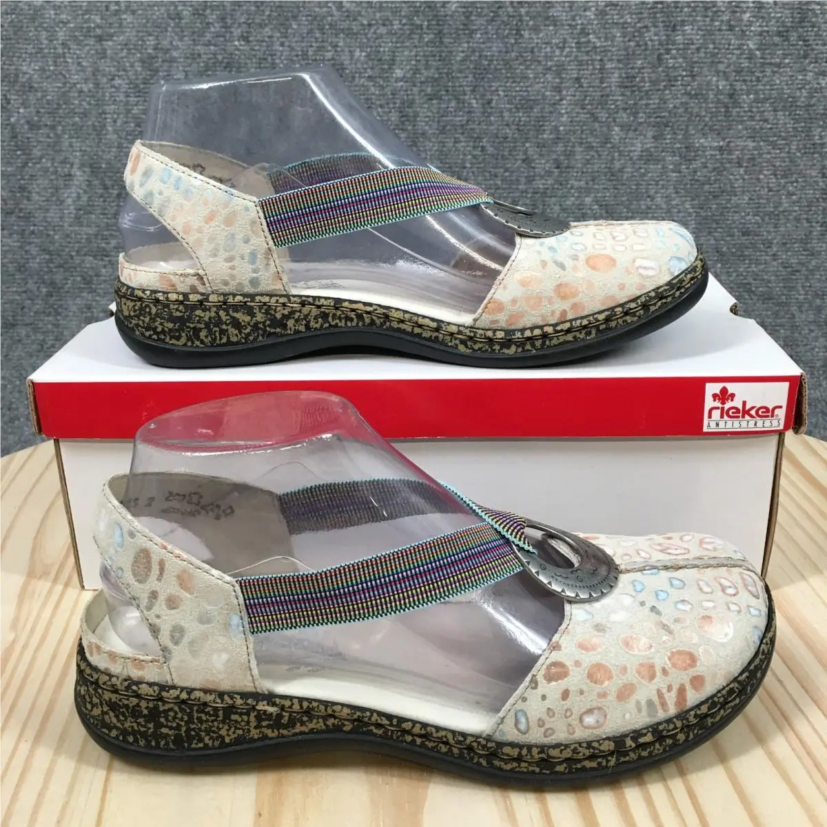 Rieker Daiselda Sandals Womens 6 Slip On Casual Comfort Low Top Flats White