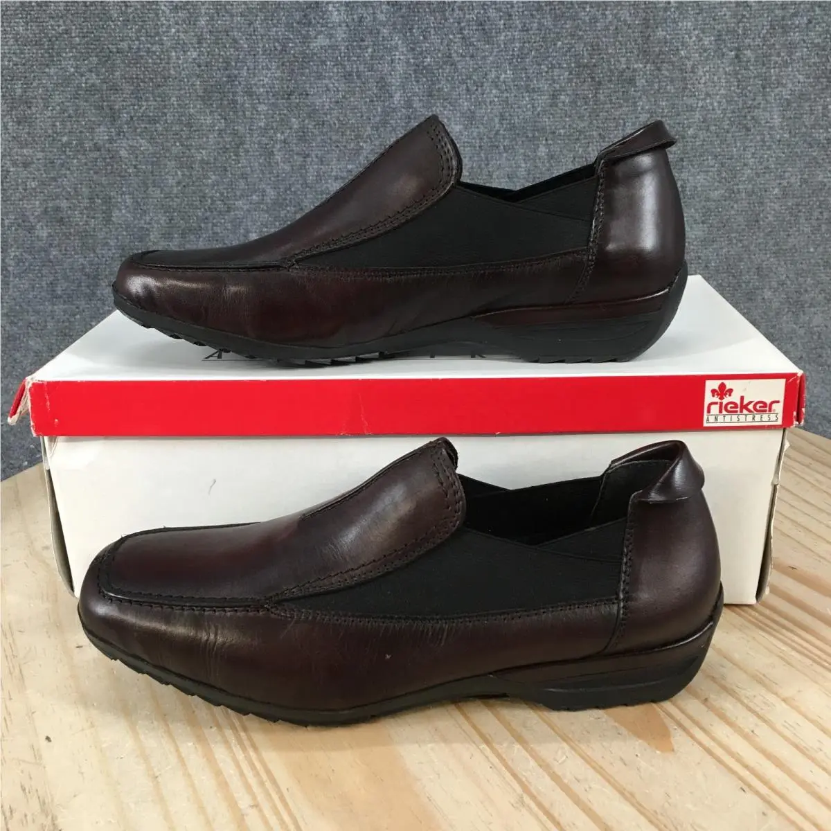 Rieker Antistress Loafer Shoes Womens 38 Casual Slip On Low Leather Brown