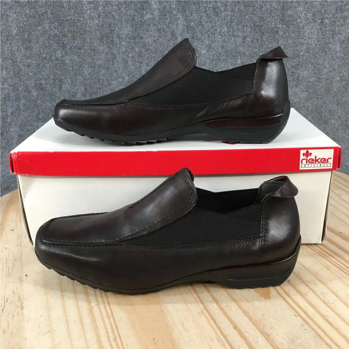 Rieker Antistress Loafer Shoes Womens 37 Casual Slip On Low Leather Brown