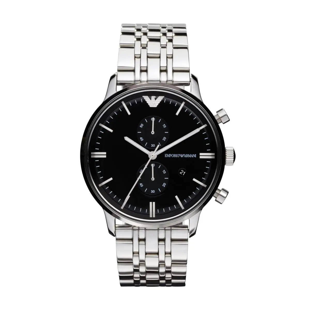 Men`s Chronograph Silver Stainless Steel Bracelet Watch Model by Emporio Armani