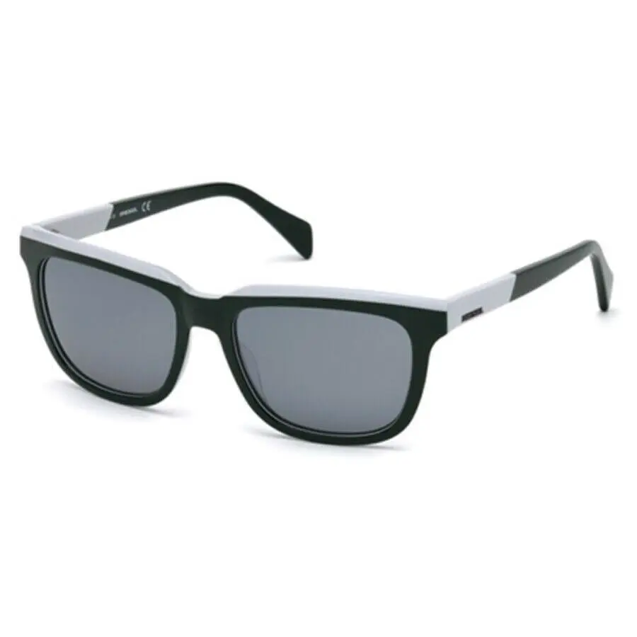 Men`s  DL0224 98C Green Gray Mirror Squared Sunglasses 56-18 + Case by Diesel