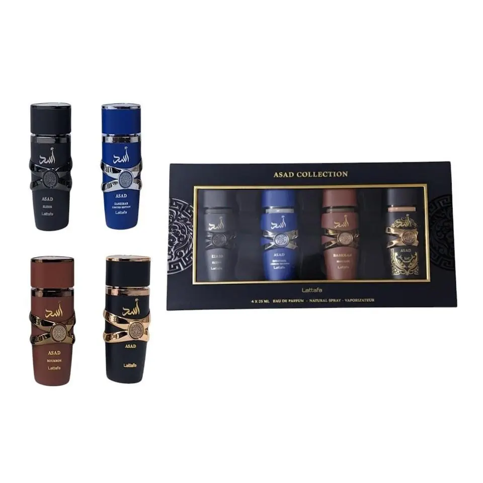 Asad Eau De Parfum 4 PC 25 ml Gift Set Collection Spray For Men by Lattafa