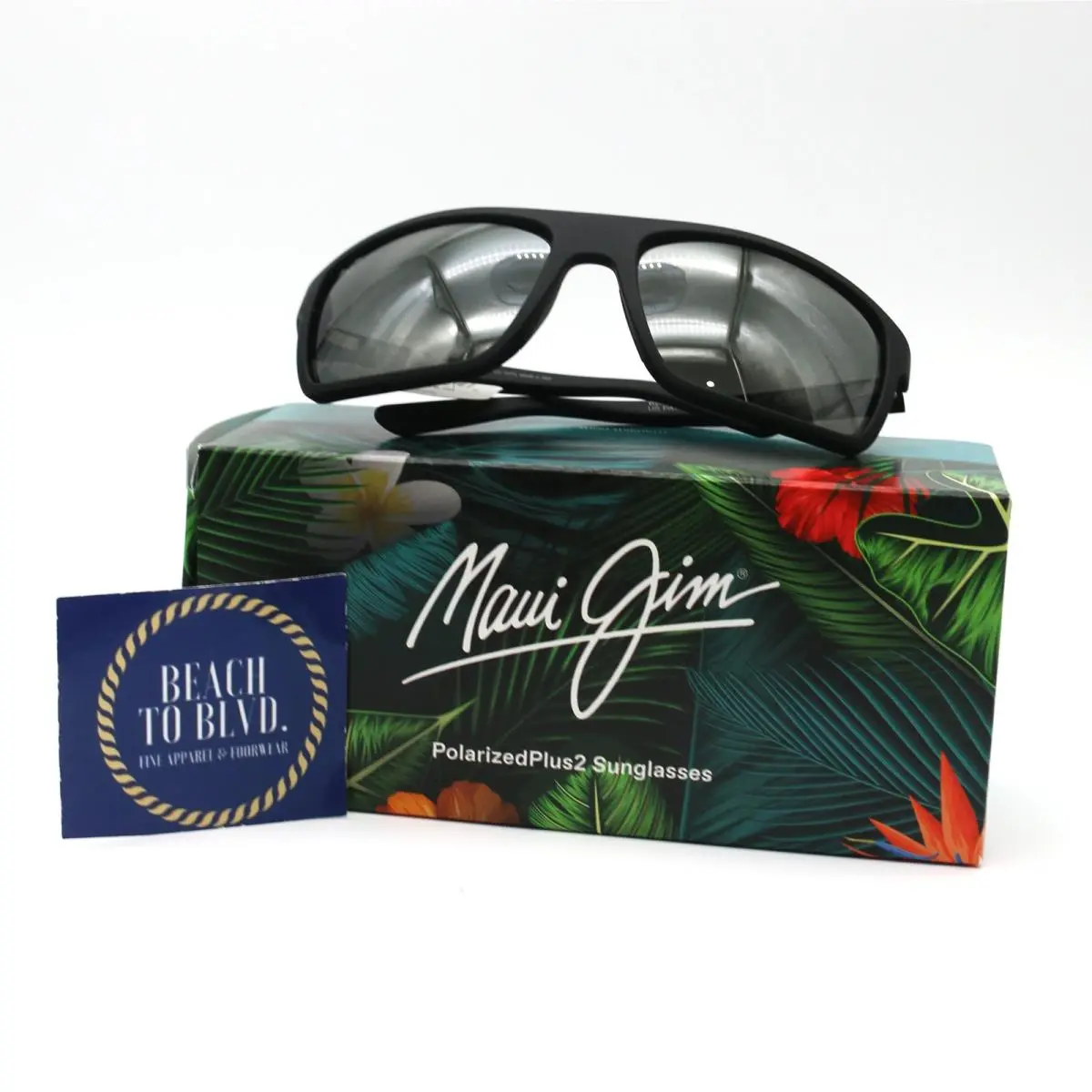 Maui Jim Sunglasses 746-02 Byron Bay - Black Matte Rubber Frame - Gray Lens