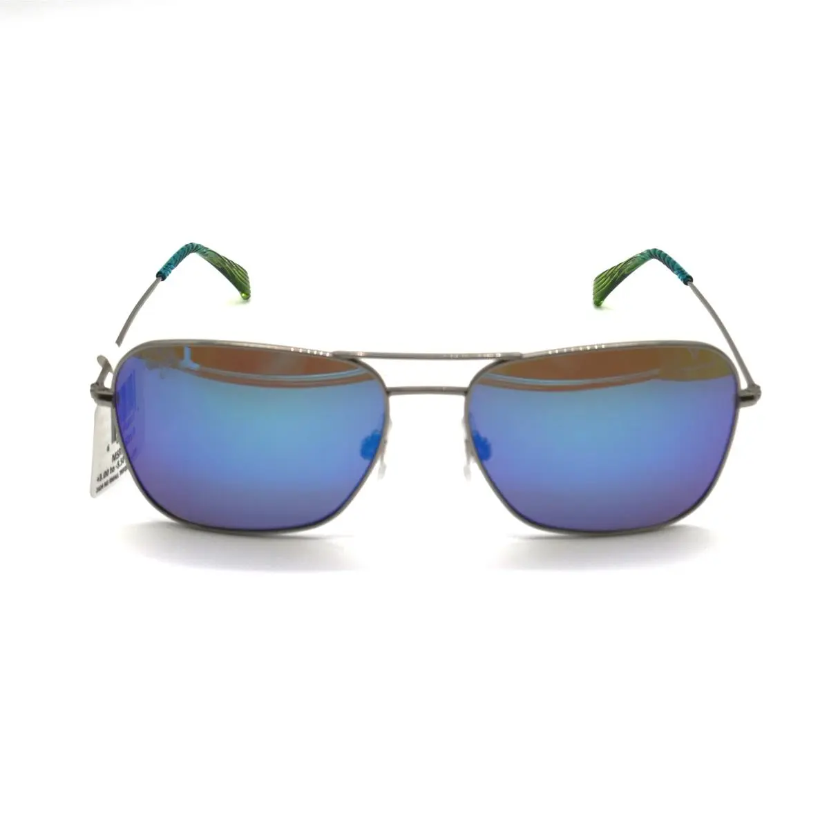 Maui Jim Na`auao Polarized Sunglasses Shiny Silver with Blue Green/blue Hawaii