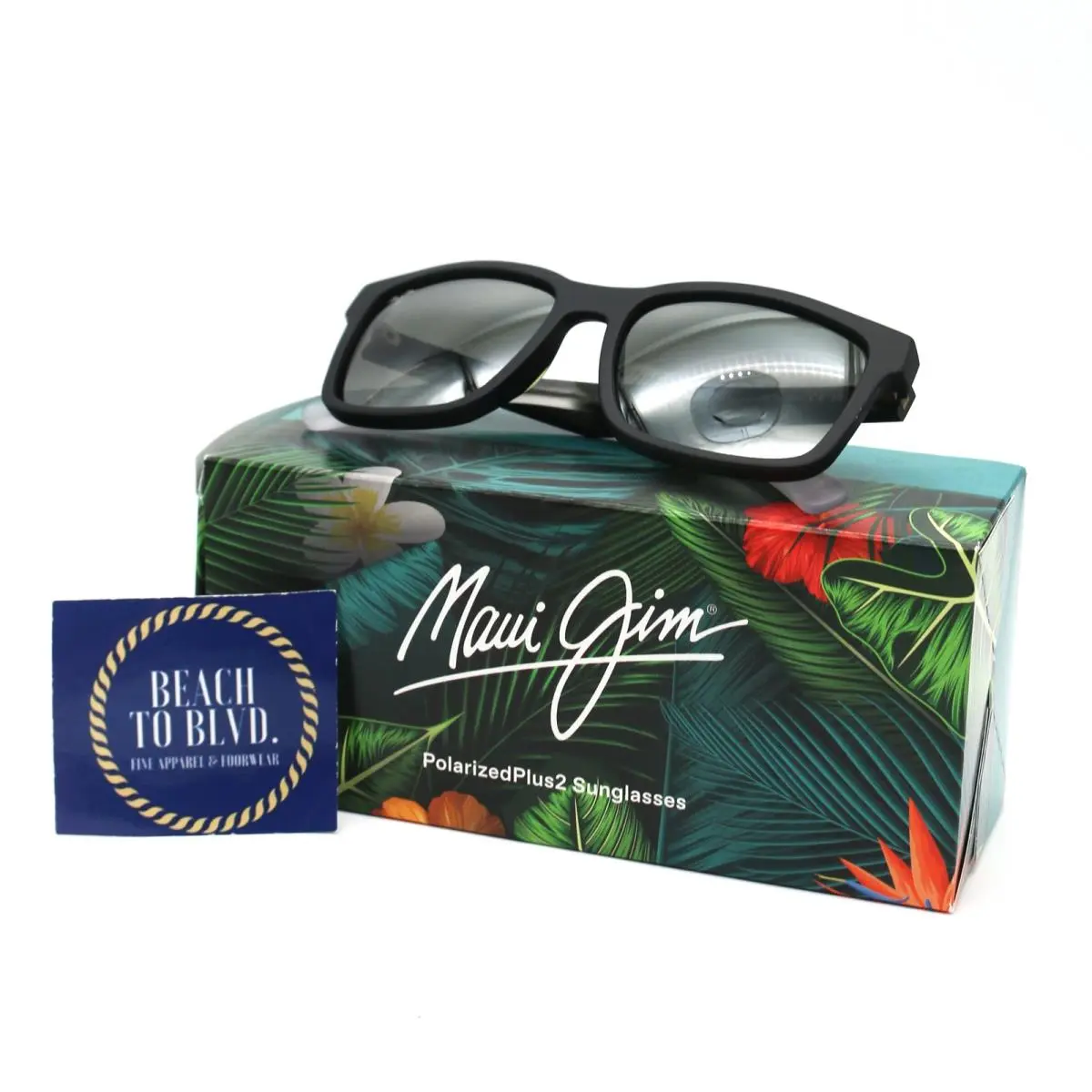 Maui Jim Sunglasses Stone Shack - Matte Black Frame W/crystal Tips - Gray Lens