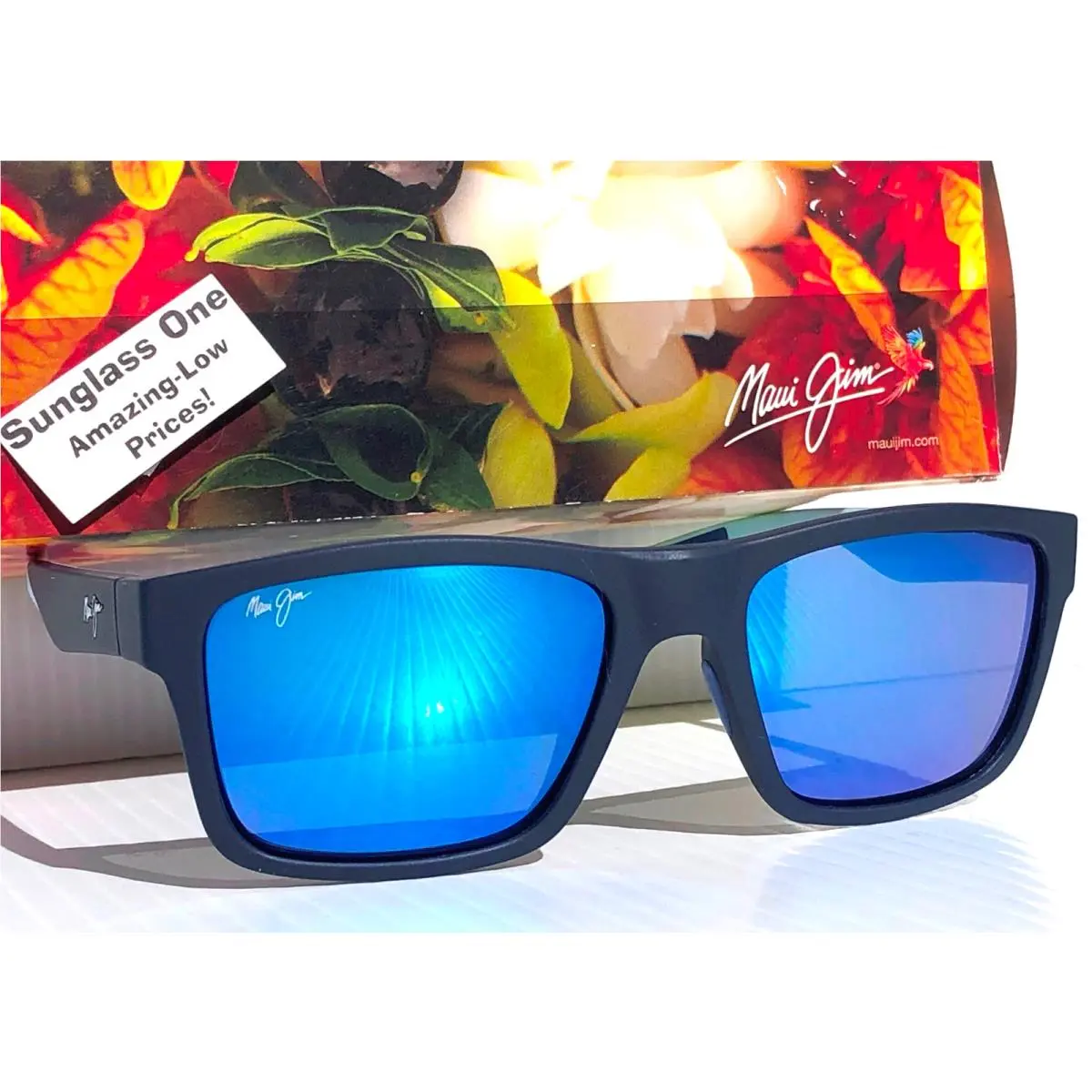 Maui Jim The Flats Navy Blue Polarized Hawaii Blue Glass Lens Sunglass B897-03