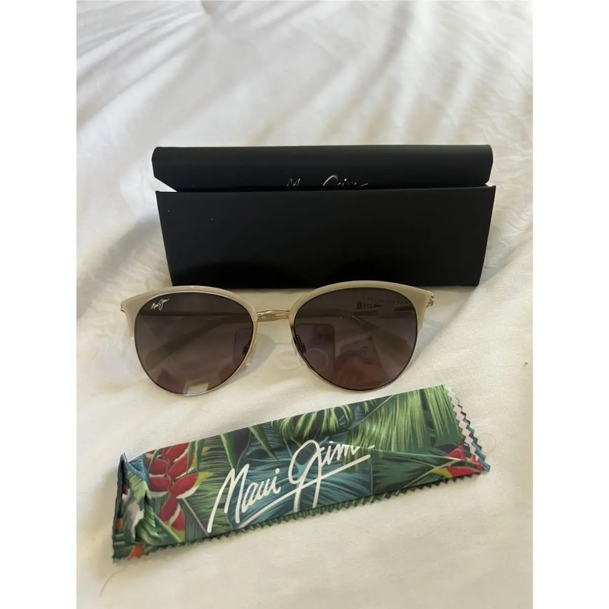 Maui Jim Sunglasses Olili Milky Almond Rose Womens Cat Eye Polarized RS330-05