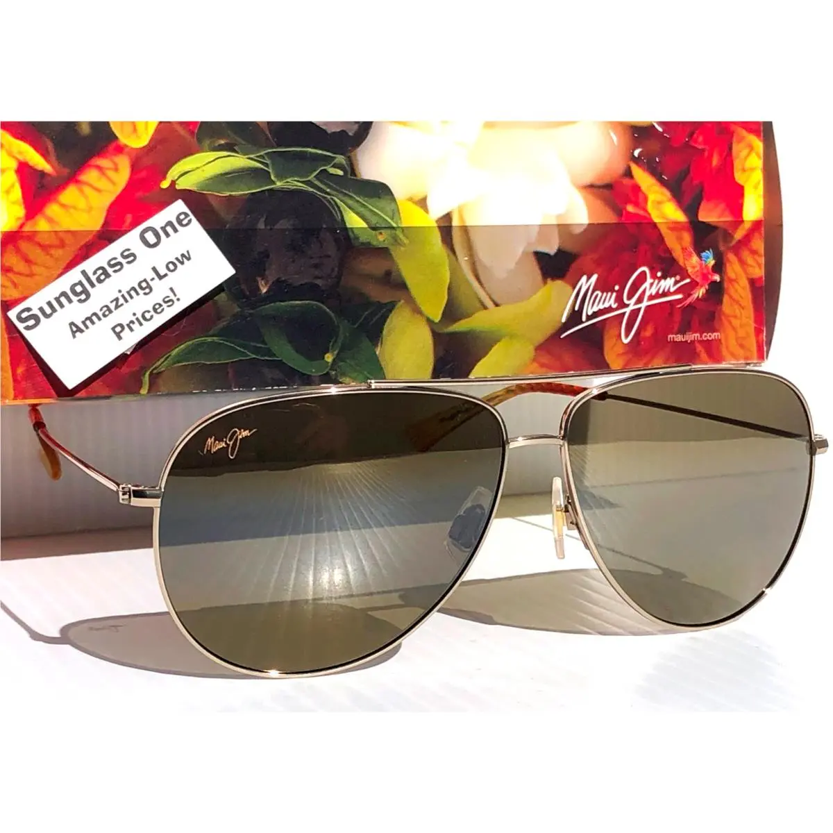 Maui Jim Hauoli Shiny Gold Orange Polarized Hcl Bronze Lens Sunglass H674-16B