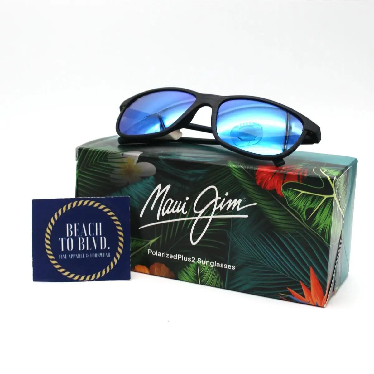 Maui Jim Dragon`s Lele Kawa Teeth Polarized Glasses - Darkblue Frame Blue Lens