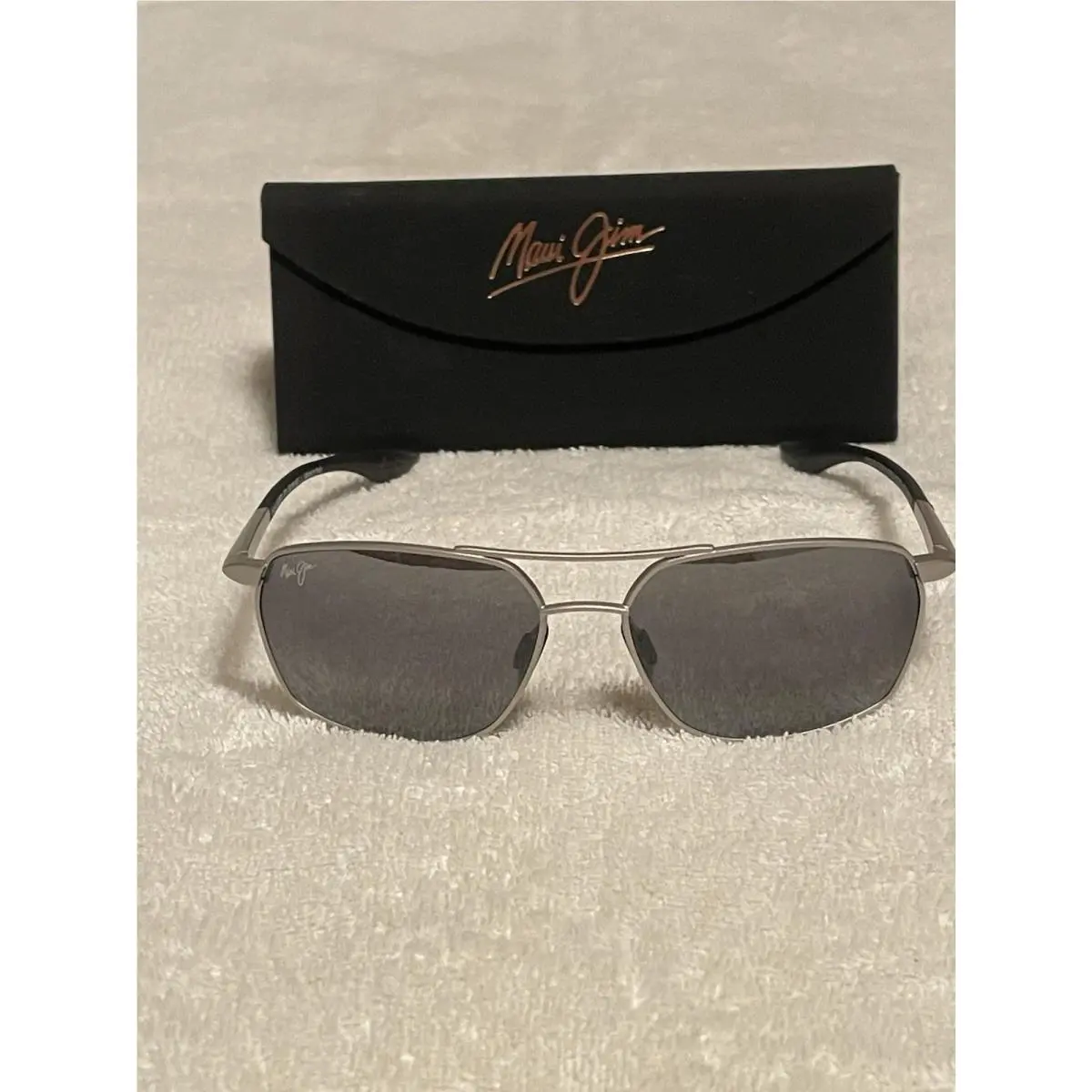 Maui Jim Puu Kukui 857-17 Mens Polarized Sunglasses Silver Grey w/ Case