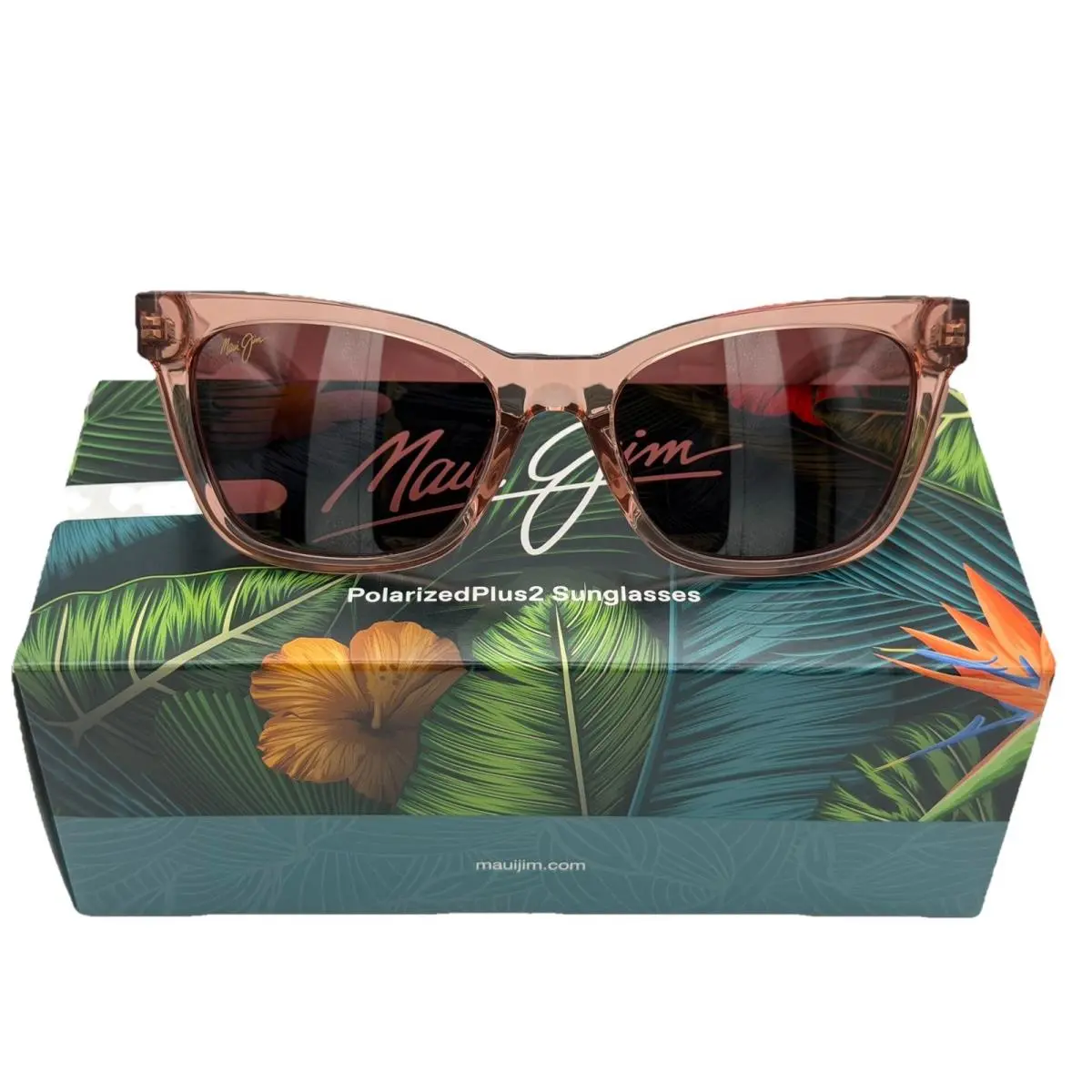 Hiwahiwa Cat R689-09 Shiny Transparent Antique Pink / Maui Rose Lens by Maui Jim