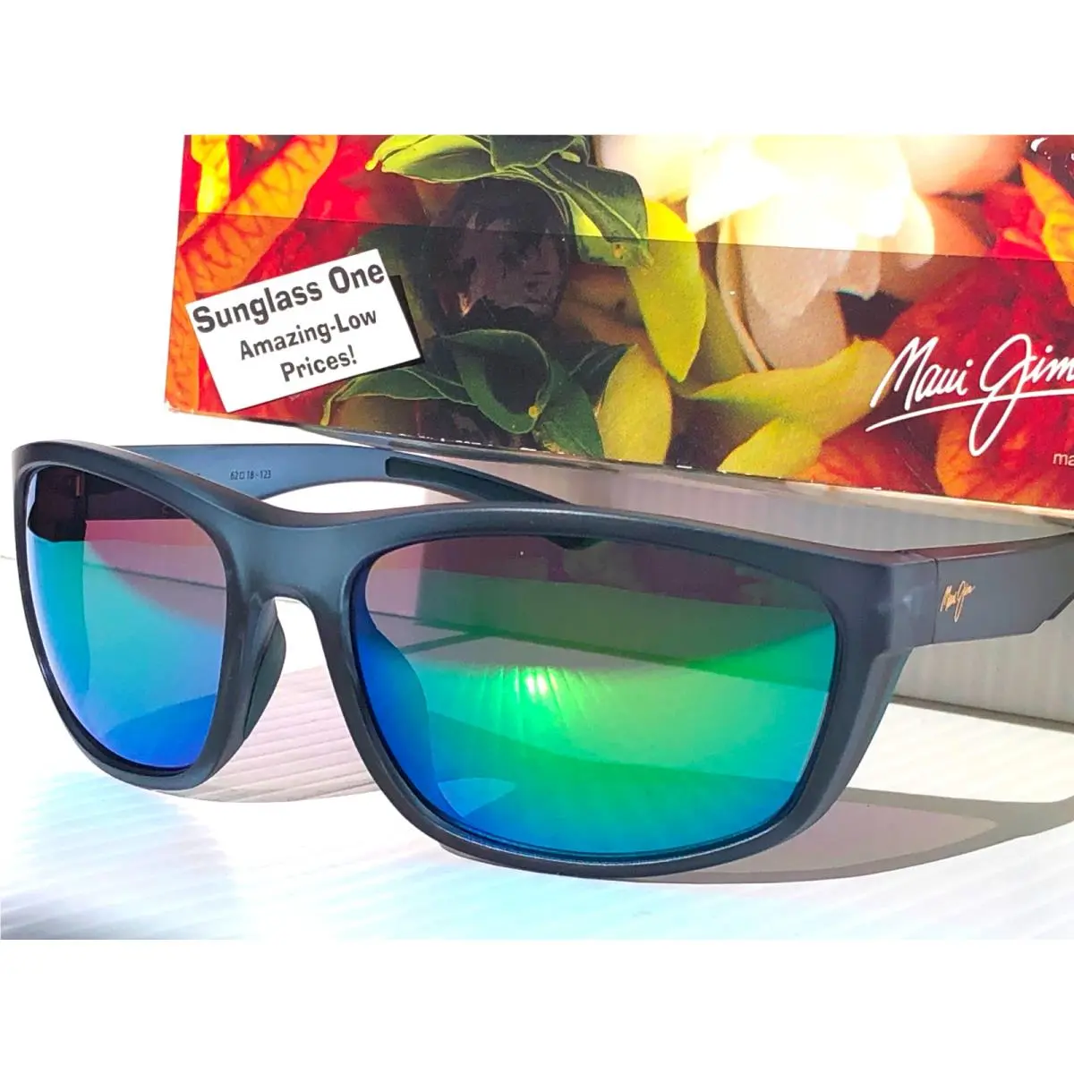 Maui Jim Nuu Landing Matte Teal Polarized Maui Green Glass Sunglass GM869-03