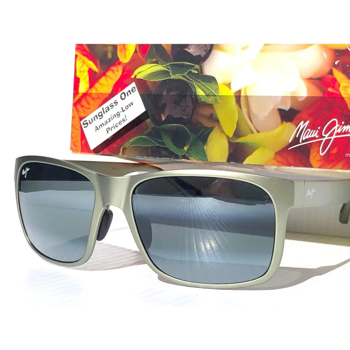 Maui Jim Red Sands Matte Greyish Green Polarized Grey Lens Sunglass 432-15
