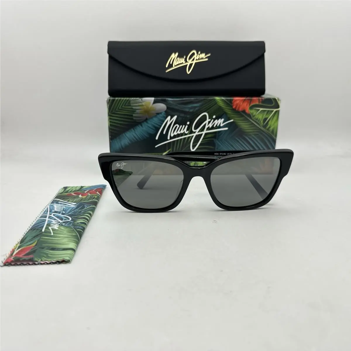 Maui Jim Womens Kou Square Cat Eye Polarized Mirror Sunglasses Black