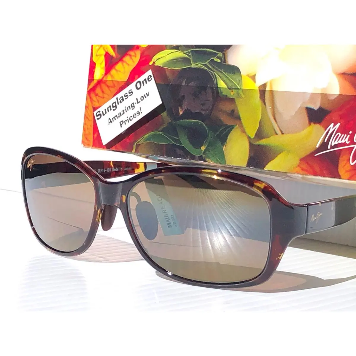Maui Jim Koki Beach Olive Tort Polarized Bronze 2.5 Reader Sunglass H433-15T25