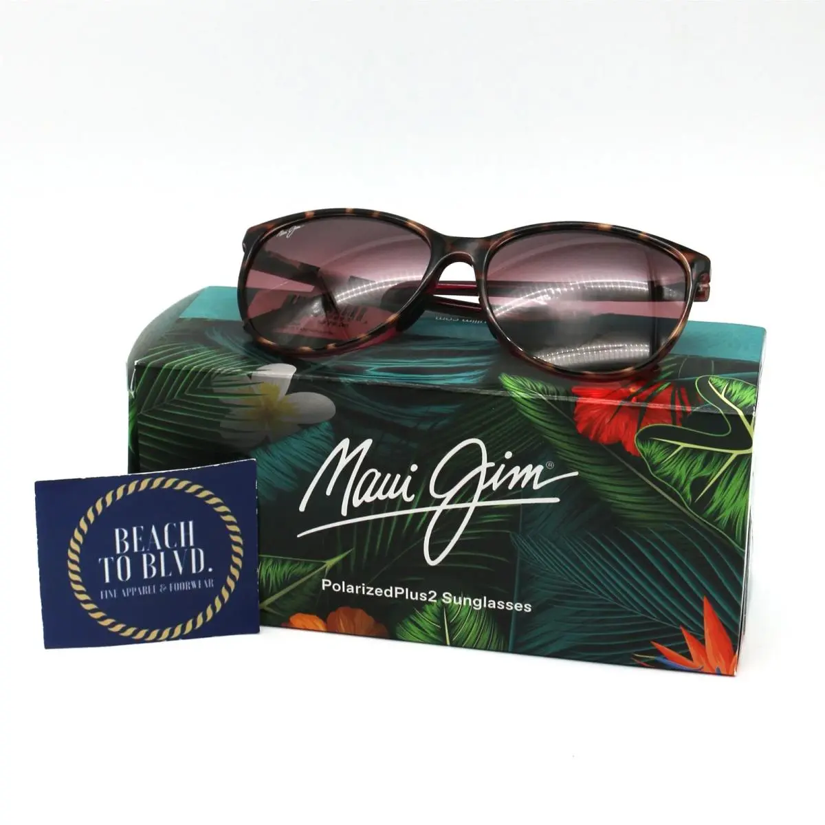 Maui Jim Ocean Polarized Sunglasses Tortoise Pink Frame with Maui Rose Lens