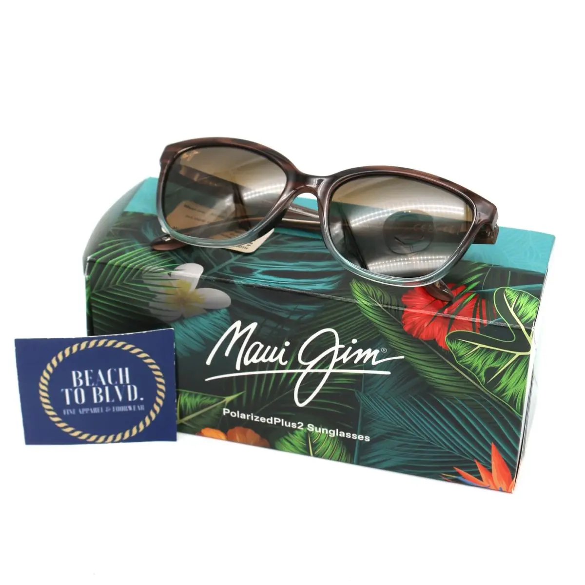 Maui Jim 758 Honi Polarized Sunglasses Sandstoneblue Frame with Hcl Bronze Lens