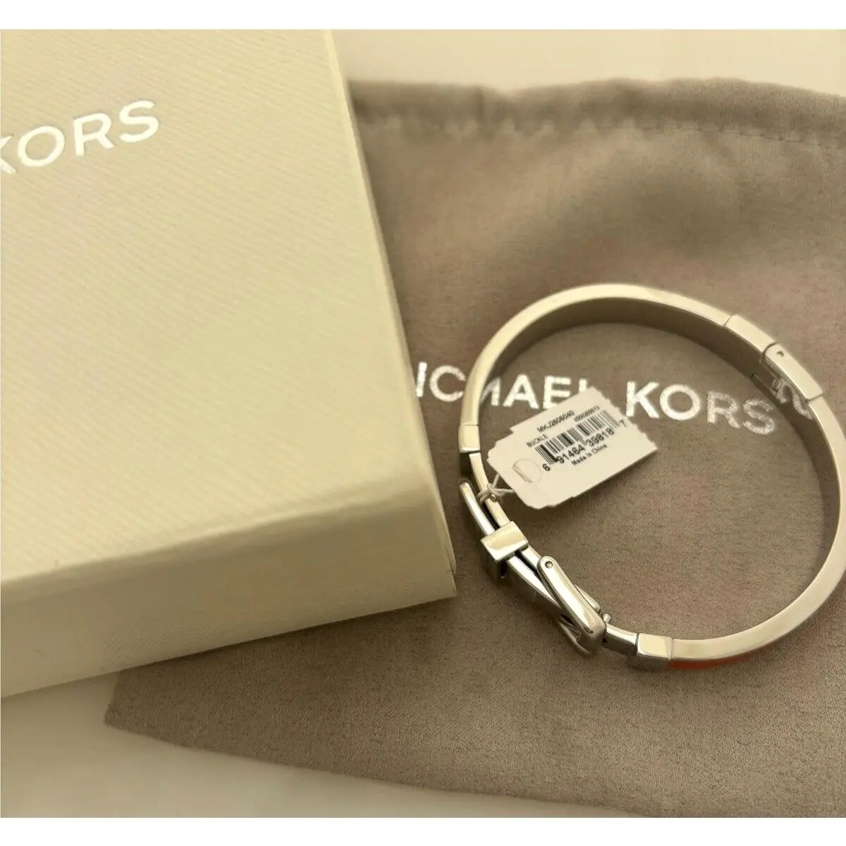 Buckled Enamel Bangle Orange/silver by Michael Kors