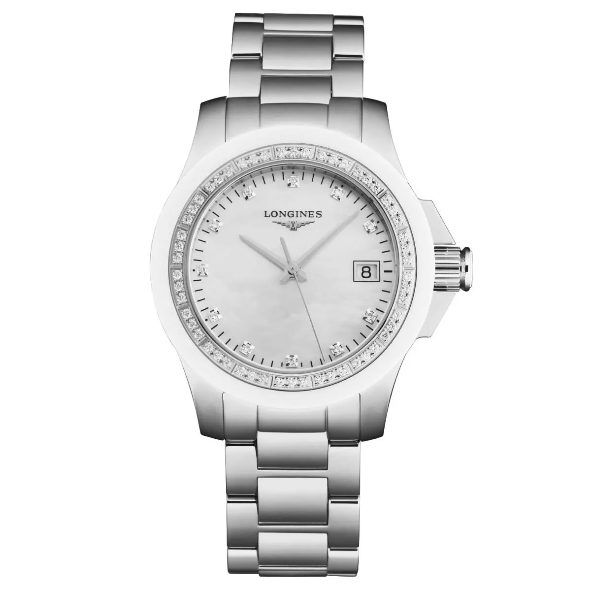 Longines Conquest Mop Diamond Dial Stainless Steel Watch L3.281.0.87.6