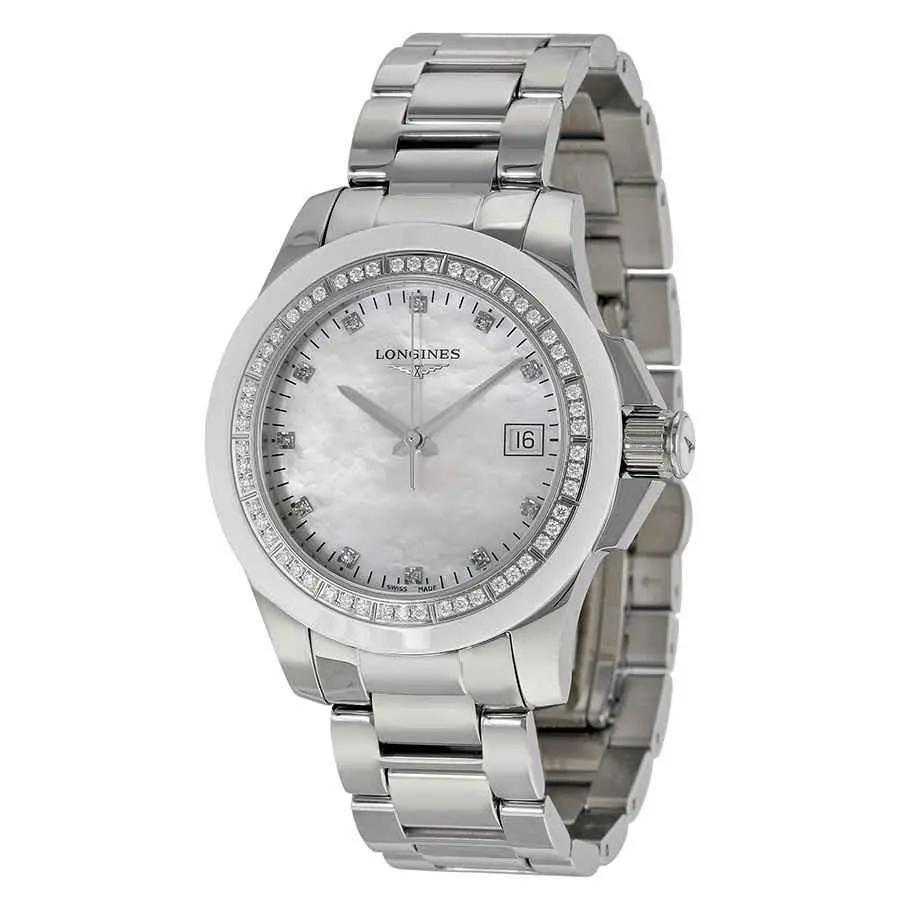 Longines Conquest Mop Diamond Dial Stainless Steel Watch L3.281.0.87.6