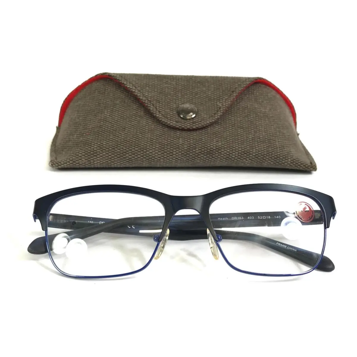 Dragon Eyeglasses Frames Heath DR163 403 Satin Navy Rectangle Full Rim 52-18-140